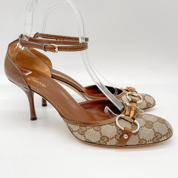 Gucci Shoes - Gucci Heels Horsebit Monogram Gg Logo Beige Brown Maryjane 9.5 B Box